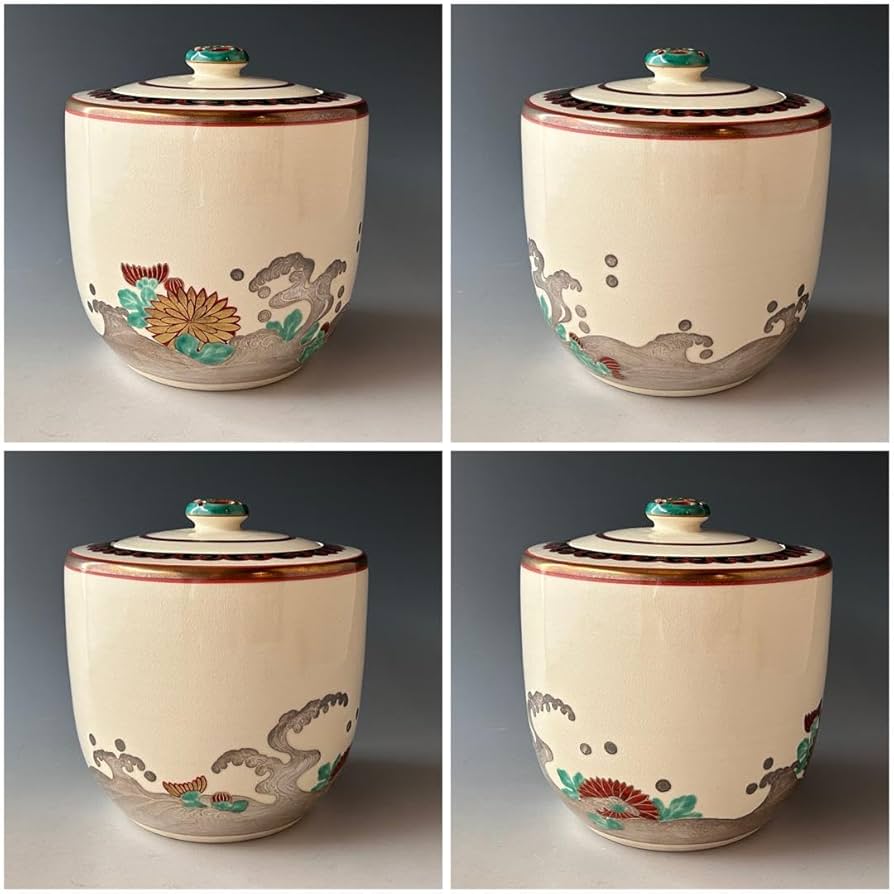 茶道具 仁清写 菊水絵 水指 橋本永豊 共箱 色絵 京焼 清水焼 棚 稽古 茶会 Amazon.co.jp: 茶道具 仁清写 菊水絵 水指 橋本永豊 共箱 色絵